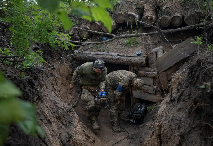 ukrainian soldiers with a drone large