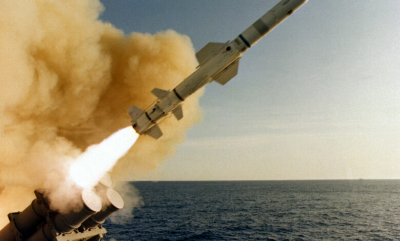 AGM 84 Harpoon launched from USS Leahy CG 16